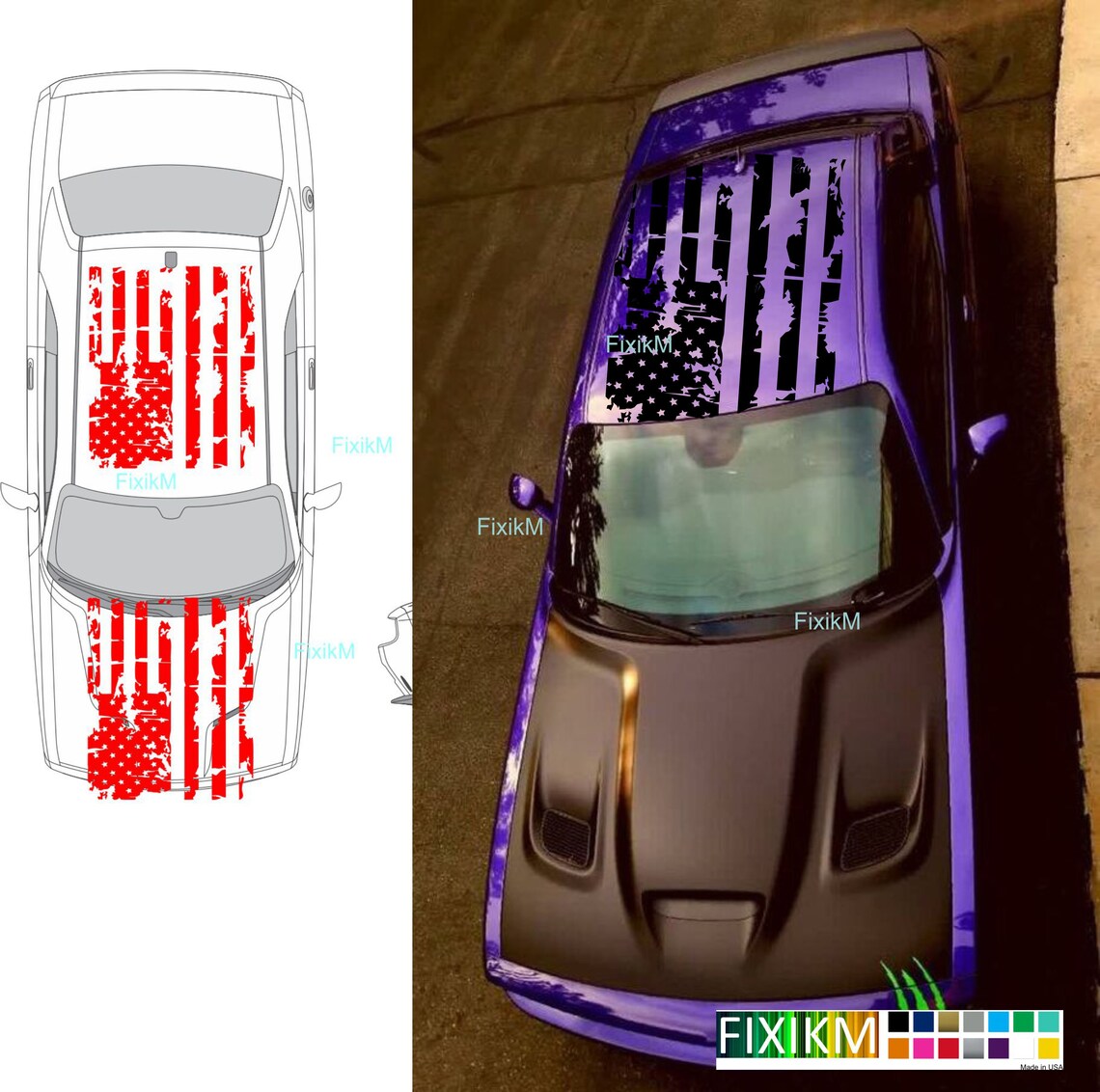 Large AMERICAN FLAG Vinyl Decal Sticker for Hood or Roof ANY Etsy