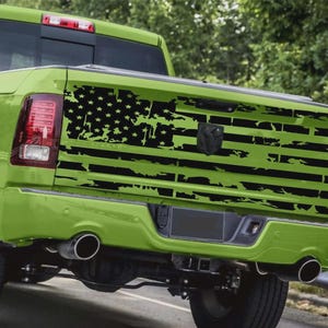 Large American flag vinyl decal graphics on roof hood tailgate truck or car