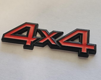 4x4 Metal Logo Red & Black Car Rear Trunk Tailgate Emblem Badge