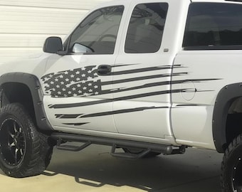 USA Flag Vehicle Vinyl Decals Pair – Truck SUV Car Graphics 110"x23"