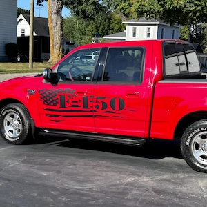 Ford F-150 American Flag Vinyl Side Decals – Left & Right Truck Graphics, Patriotic Vinyl Stickers, Multiple Colors, USA Made