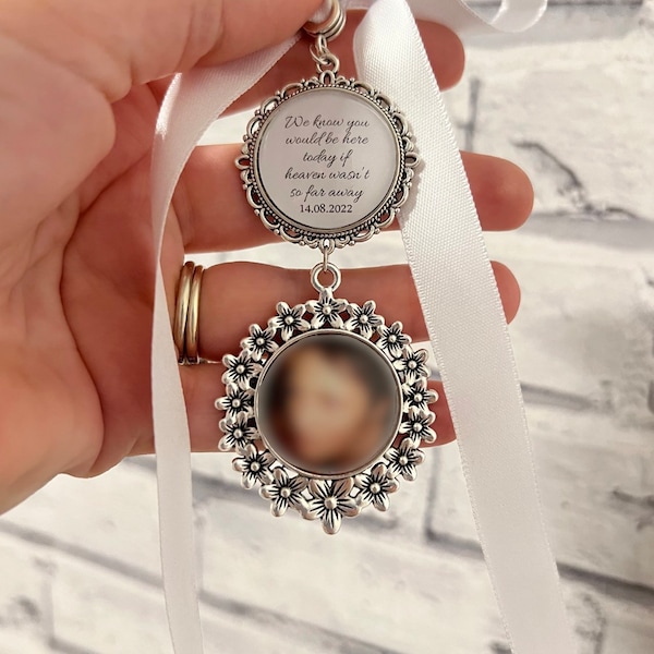 Bouquet charm with verse/bridal bouquet charm dad/custom wedding bouquet charm/we know you would be here today if heaven wasn't so far away