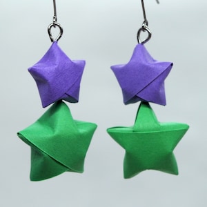 Origami paper lucky star earrings