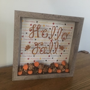 Hello Fall Shadow Box, Fall Decor, Home Decor, Holiday, Fall Decor, Fall Art, Pumpkin Decor, Shadow Box