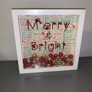 Merry and Bright Shadow Box, Christmas  Decor, Home Decor, Holiday, Holiday Decor, Christmas Art, Decor, Shadow Box