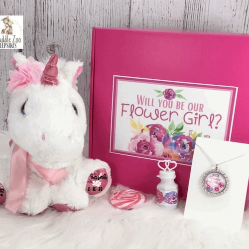Flower Girl Unicorn Flower Girl Proposal Wedding Party Gift Etsy