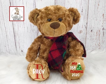 personalised 1st christmas teddy