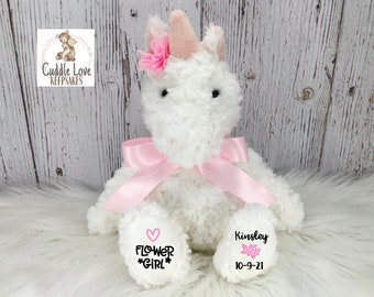 Flower Girl Unicorn, Flower Girl Proposal, Wedding Party Gift, Flower Girl Plush Unicorn, Will You Be My Flower Girl, Stuffed Animal Unicorn