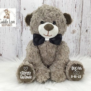 Ring Bearer Teddy Bear Stuffed Animal, Ring Bearer Proposal, Will You Be My Ring Bearer Personalized Gift, Flower Girl Wedding Party Custom