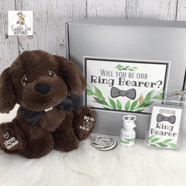 Ring Bearer Proposal Gift Box, Chocolate Lab Puppy Dog Ring Bearer Gift, Custom Ring Bearer Dog, Wedding Party Proposal Box Gift Idea