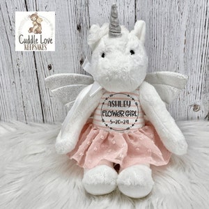 Flower Girl Unicorn, Flower Girl Proposal, Wedding Party Gift, Flower Girl Plush Unicorn, Will You Be My Flower Girl, Stuffed Animal Unicorn