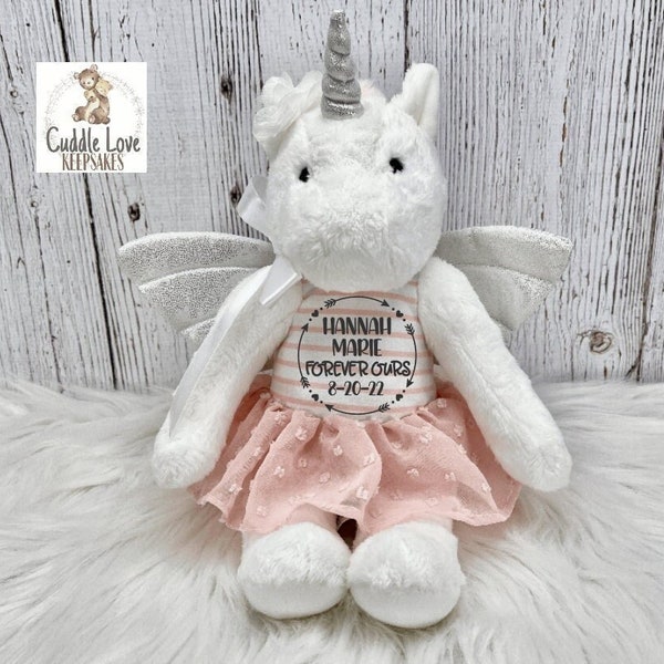 Adoption Unicorn Gift, Personalized Adoption Gift, Custom Adoption Stuffed Animal Plush Unicorn, Girl Adoption Gift Idea, Custom Unicorn