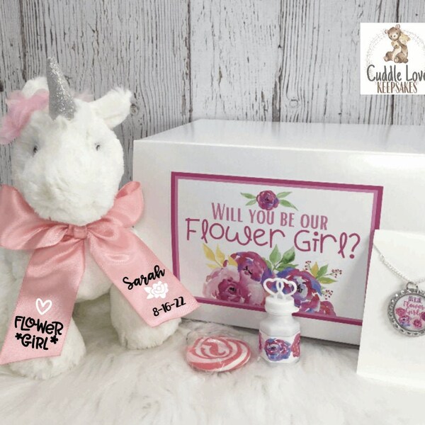 Flower Girl Proposal Gift Box, Unicorn Wedding Party Gift, Custom Flower Girl Gift, Ring Bearer Gift Idea, Flower Girl Unicorn Proposal