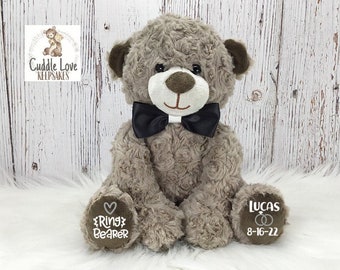 Ring Bearer Teddy Bear Stuffed Animal, Ring Bearer Proposal, Will You Be My Ring Bearer Personalized Gift, Flower Girl Wedding Party Custom