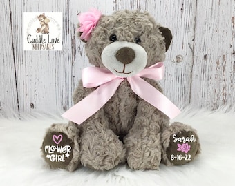 Flower Girl Teddy Bear Stuffed Animal, Flower Girl Proposal, Will You Be My Flower Girl Personalized Gift, Flower Girl Wedding Party Custom
