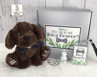 Ring Bearer Proposal Gift Box, Chocolate Lab Puppy Dog Ring Bearer