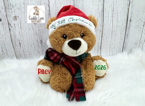 My 1st Christmas Bear, My First Christmas 2026 Personalized Teddy Bear, Custom Baby's 1st Christmas Stuffed Bear, My 1st Christmas Gift