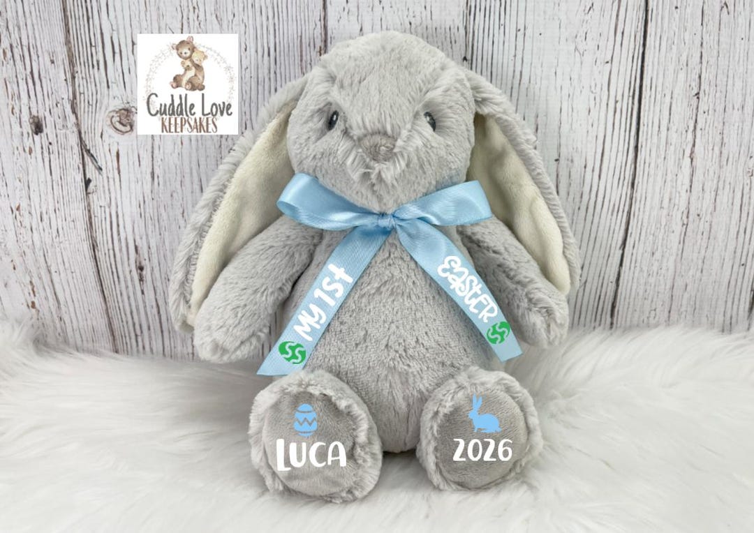 1st Easter Bunny Rabbit 2026, Custom 1st Easter Stuffed Animal, Happy ...