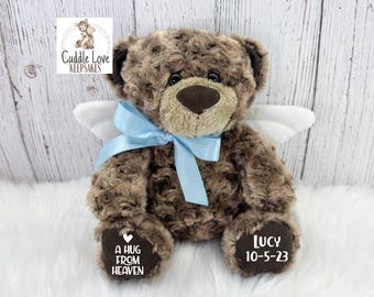 Teddy Bear Urn, Personalized Memorial Gift Plush Animal, Angel Bear, Urn for Loved One, Pet Urn, Memory Gift Infant Loss, Family Loss
