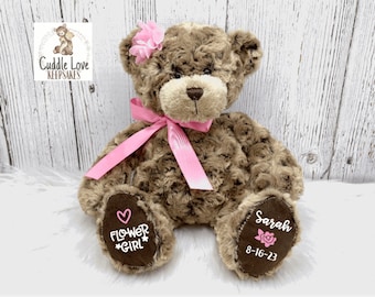 Flower Girl Teddy Bear, Flower Girl Proposal, Flower Girl Stuffed Bear, Personalized Flower Girl Gift, Custom Flower Girl Stuffed Animal