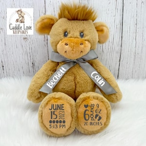 Highland Cow Birth Stats Stuffed Animal, Personalized Plush Cow Birth Announcement, Custom Plush Cow Newborn Baby Boy Girl, Farm Theme Baby