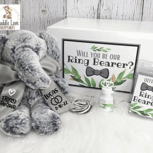 Ring Bearer Proposal Gift Box, Flower Girl Proposal Gift Box, Elephant Wedding Party Gift, Custom Flower Girl Gift, Ring Bearer Gift Idea