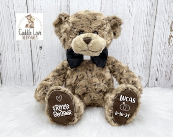 Ring Bearer Teddy Bear Stuffed Animal, Ring Bearer Proposal, Will You Be My Ring Bearer Personalized Gift, Flower Girl Wedding Party Custom