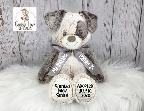 Adoption Puppy Dog Stuffed Animal, Personalized Adoption Gift, Custom Adoption Plush Dog, Gotcha Day Gift, Adoption Gift Plush Puppy Dog