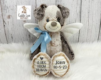 Memory Gift, Memorial Gift Stuffed Animal Puppy Dog, Angel Wings, Infant Loss, Sympathy Gift, Hold You Heaven, Family Loss Memorial