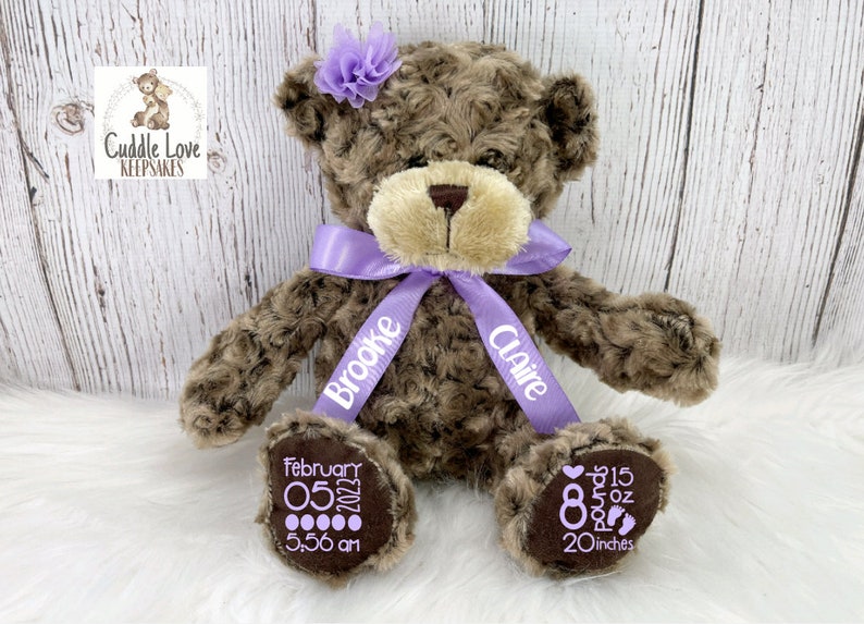 Teddy Bear Birth Stats Stuffed Animal Personalized Plush Bear Etsy