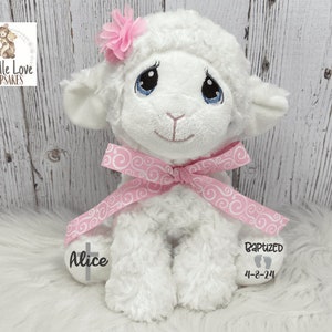 Baptism Lamb, Personalized Baptism Gift, Stuffed Lamb Baptized Gift, Custom Baby Baptism Keepsake, Plush Lamb Baptism Gift Infant