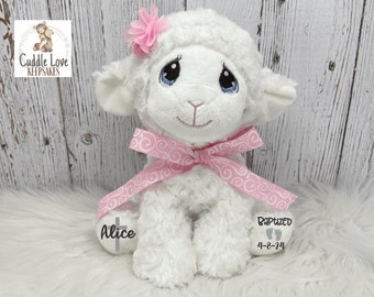 Baptism Lamb, Personalized Baptism Gift, Stuffed Lamb Baptized Gift, Custom Baby Baptism Keepsake, Plush Lamb Baptism Gift Infant