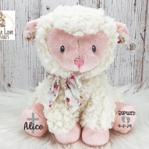 Baptism Lamb, Personalized Baptism Gift, Stuffed Lamb Baptized Gift, Custom Baby Baptism Keepsake, Plush Lamb Baptism Gift Infant