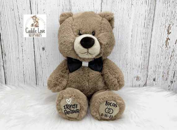 Ring Bearer Teddy Bear Ring Bearer Proposal Ring Bearer Stuffed Animal Will You Be My Ring Bearer Flower Girl Proposal Flower Girl Gift Etsy UK