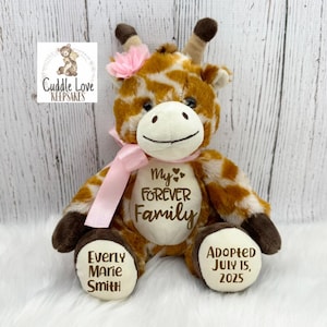 Adoption Giraffe Stuffed Animal, Personalized Adoption Gift, Custom Adoption Plush Giraffe, Gotcha Day Gift, Adoption Gift Plush Gift Idea