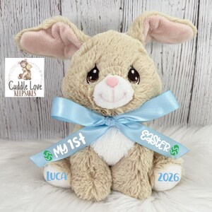 8" 1st Easter Bunny Rabbit, 2026 Custom Easter Stuffed Animal, Happy Easter Personalized Gift, Baby's First Easter Plush Bunny Plushie