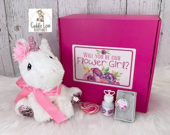 Flower Girl Proposal Gift Box, Unicorn Wedding Party Gift, Custom Flower Girl Gift, Ring Bearer Gift Idea, Flower Girl Unicorn Proposal