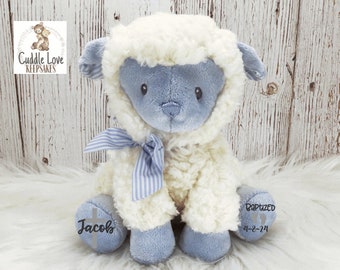 Baptism Lamb, Personalized Baptism Gift, Stuffed Lamb Baptized Gift, Custom Baby Baptism Keepsake, Plush Lamb Baptism Gift Infant