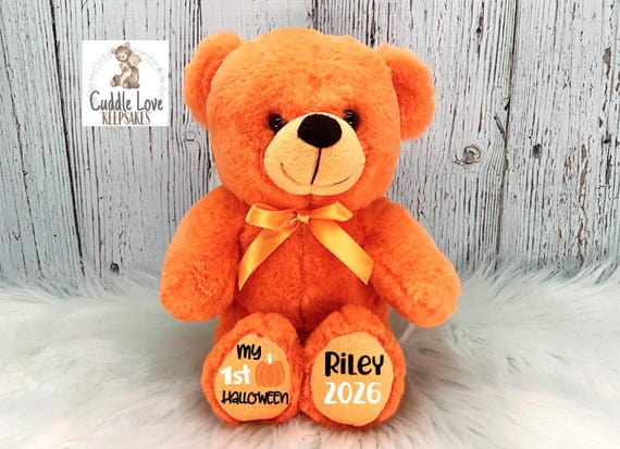 My 1st Halloween Teddy Bear, Baby's 1st Halloween Orange 9" Bear, Halloween Plush Bear, Halloween Gift for Baby, 1st Halloween 2026 Gift