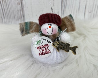 Fishing Christmas Ornament, Fisherman Ornament, Daddys Fishing Buddy, Loves to Fish Christmas Ornament, Dad Grandpa Ornament, Snowman