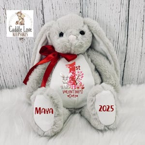1er lapin lapin de la Saint-Valentin 2025, ma 1ère Saint-Valentin personnalisée, première peluche personnalisée Saint-Valentin de bébé, peluche Saint-Valentin