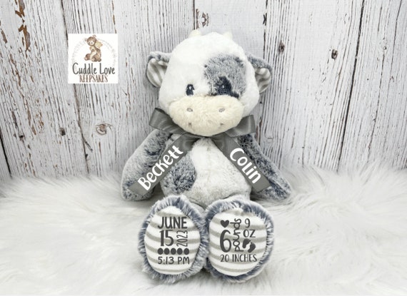 Cow Birth Stats Stuffed Animal Personalized Plush Cow Birth