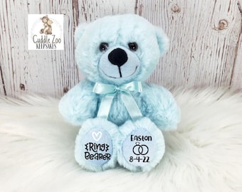 6" Ring Bearer Bear, Flower Girl Bear, Ring Security, Ring Bearer Gift, Personalized Wedding Party Gift, Will You Be My Ring Flower Girl