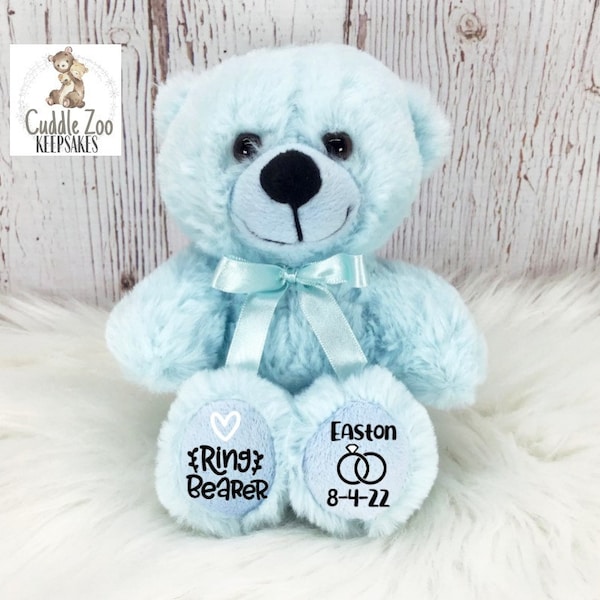 6" Ring Bearer Bear, Flower Girl Bear, Ring Security, Ring Bearer Gift, Personalized Wedding Party Gift, Will You Be My Ring Flower Girl