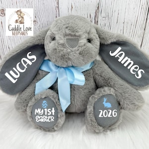 1st Easter Bunny Rabbit 2026, Custom 1st Easter Stuffed Animal, Happy Easter Personalized Gift, Baby's First Easter Plush Bunny Rabbit