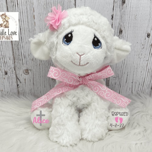 Baptism Lamb Personalized Baptism Gift Stuffed Lamb Baptized Etsy