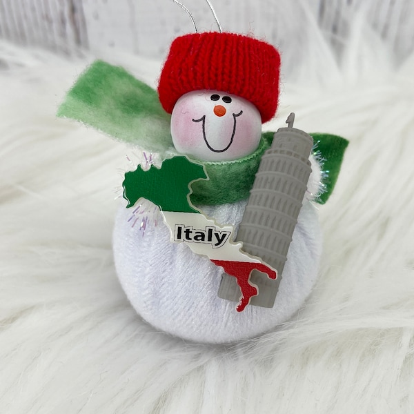 Italy Ornament, Personalized Italy Ornament, Italy Vacation Trip Ornament, Italy Gift Idea, Italy Trip Gift Idea, Italian Ornament, Snowman