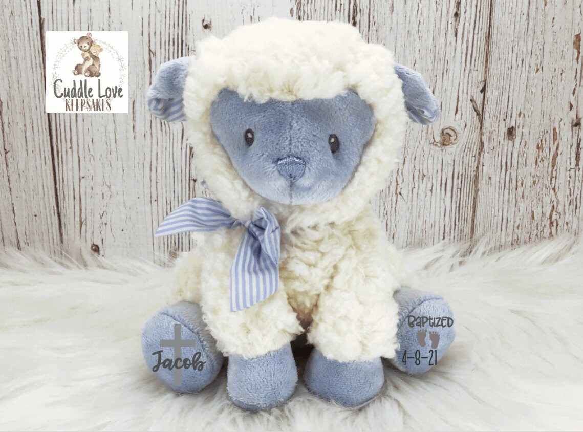 Baptism Lamb Personalized Baptism Gift Stuffed Lamb Baptized Etsy