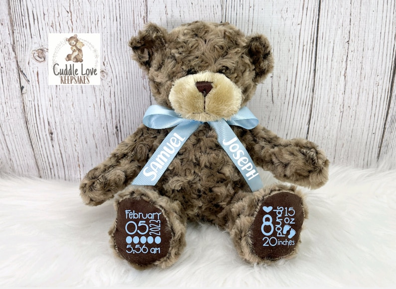 Teddy Bear Birth Stats Stuffed Animal Personalized Plush Bear Etsy