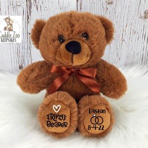 6&quot; Ring Bearer Bear, Flower Girl Bear, Ring Security, Ring Bearer Gift, Personalized Wedding Party Gift, Will You Be My Ring Flower Girl